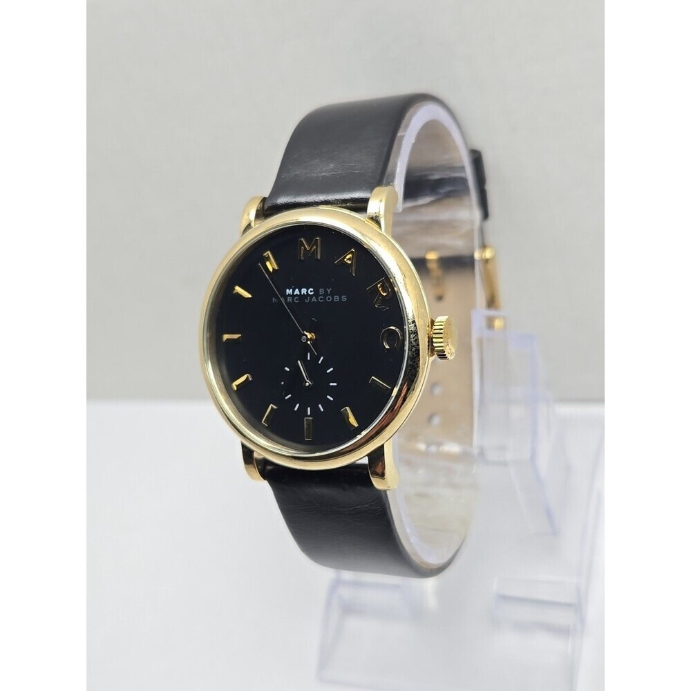 Womens Marc Jacobs Baker Watch Gold Tone Black Dial New Battery Dress Work Gift - Picture 2 of 13